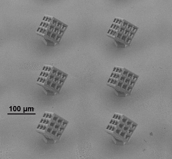 100-µm-wide cubic lattices array realized with the Rigid-A resin